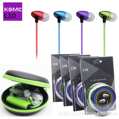 Mini gift colorful earphone with LED flash light